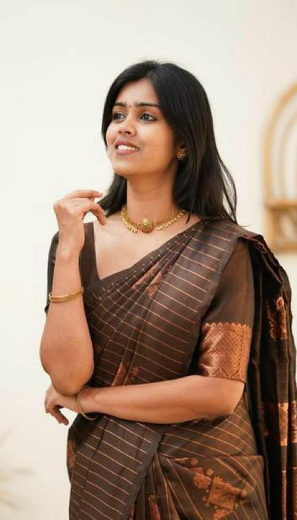 Marvellous Brown Soft Silk Saree