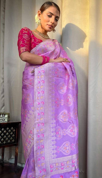 Purple Color Premium Soft Banarasi Silk Saree