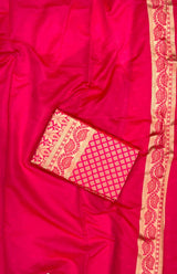 Bright Pink Soft Lichi Silk Saree