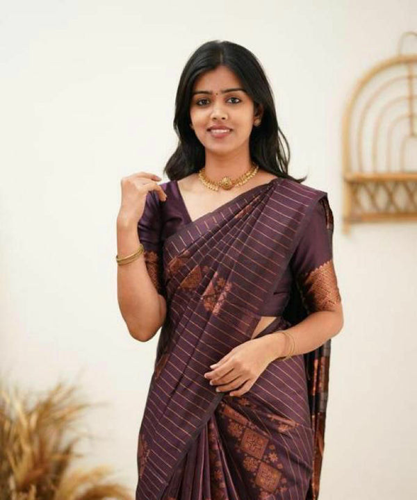 Gorgeous Purple Soft Silk Saree