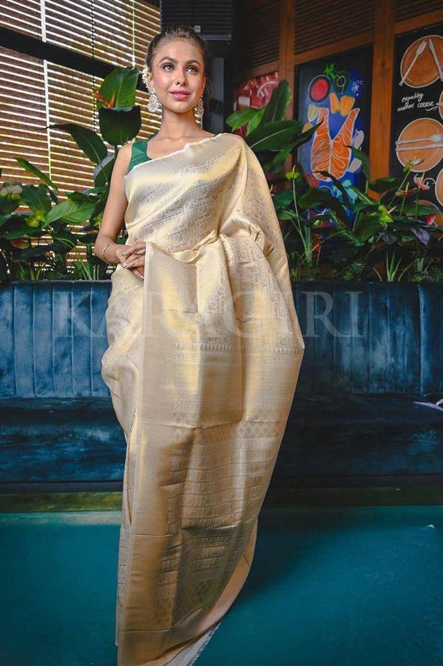 Dazzling White Color Soft Lichi Silk  Saree