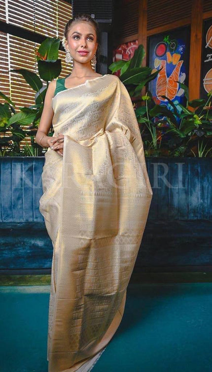 Dazzling White Color Soft Lichi Silk  Saree