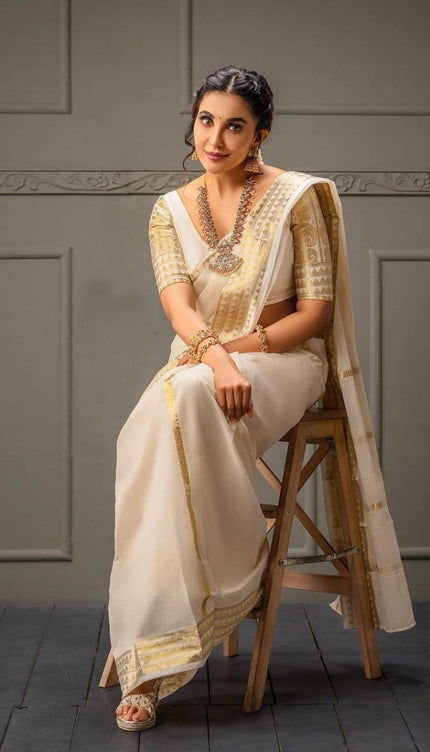 Special White Soft Banarasi Silk Saree