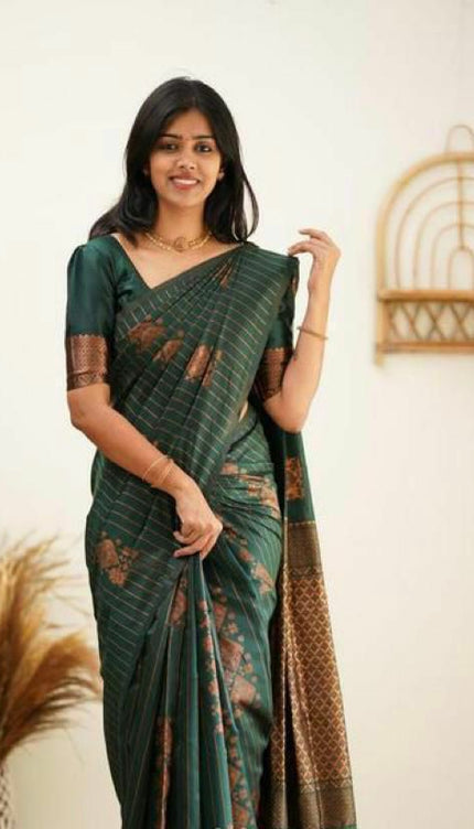 Amazing Dark Green Soft Silk Saree