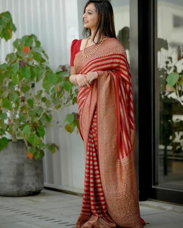 Attractive Red Soft Silk Saree