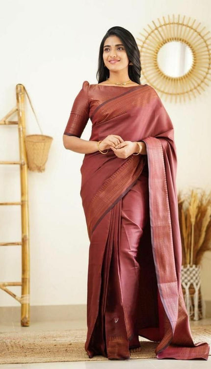 Scrumptious Wine Soft Silk Saree