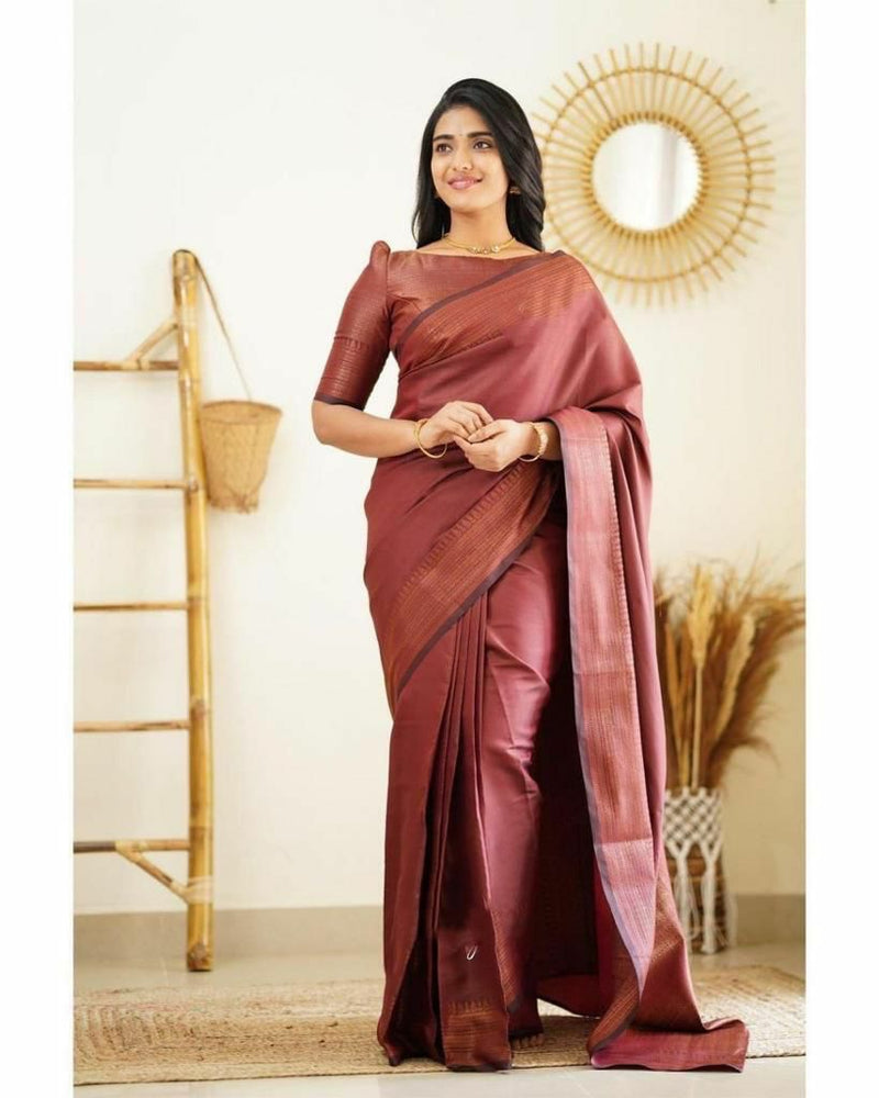 Scrumptious Wine Soft Silk Saree