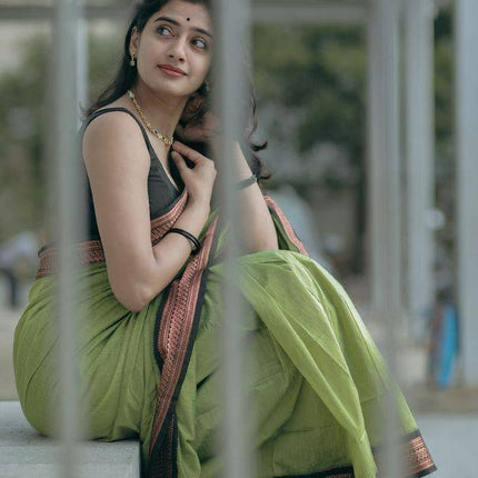 Imbrication Pista Soft Silk Saree