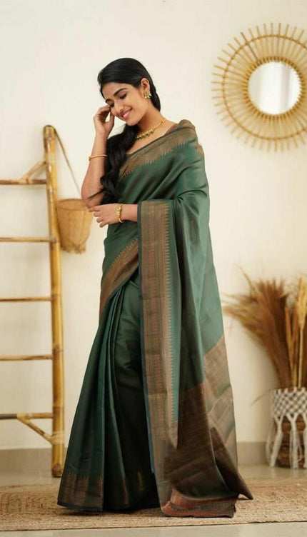 Conflate Green Soft Silk Saree