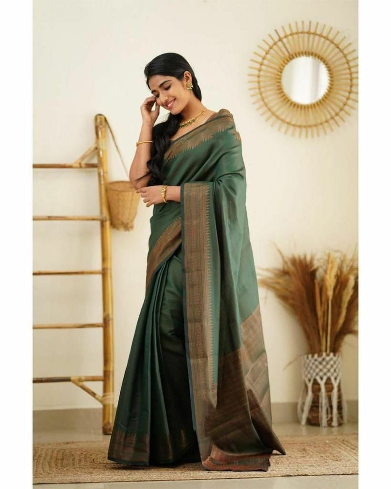 Conflate Green Soft Silk Saree