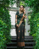 Wedding Special Dark Green Jacquard Work Saree