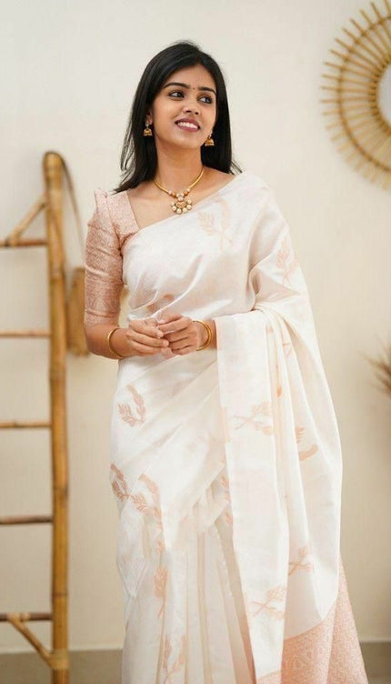 Epiphany White Soft Silk Saree