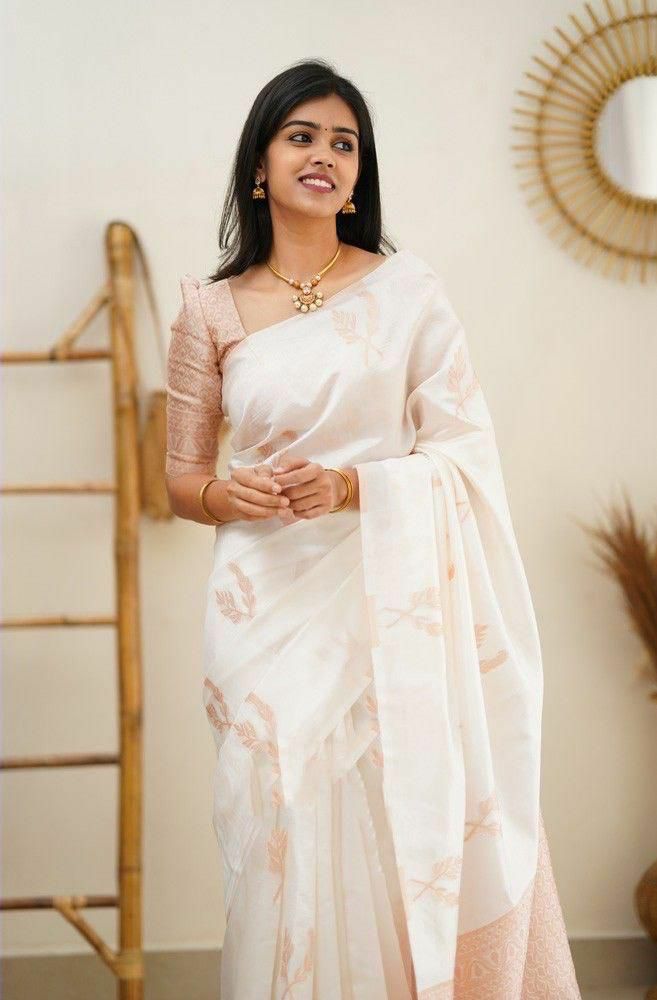 Epiphany White Soft Silk Saree