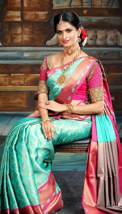 Preferable Sky Blue Soft Silk Saree