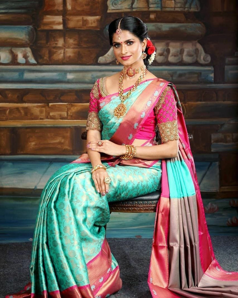 Preferable Sky Blue Soft Silk Saree