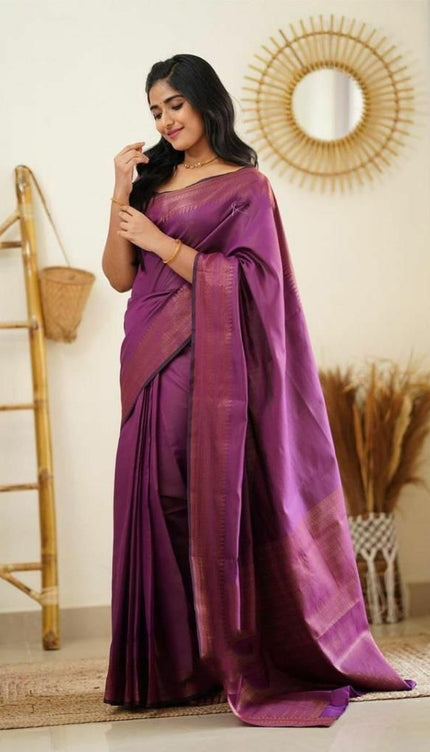Redolent Purple Soft Silk Saree