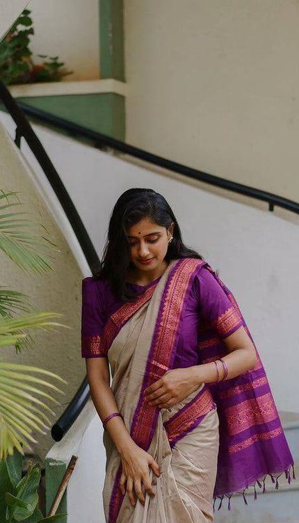 Admirable Beige Soft Silk Saree