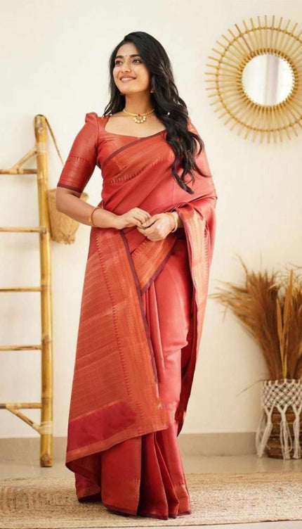 Gratifying Red Soft Silk Saree