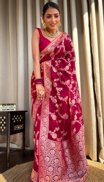 Laita Pink Banarasi Silk Saree