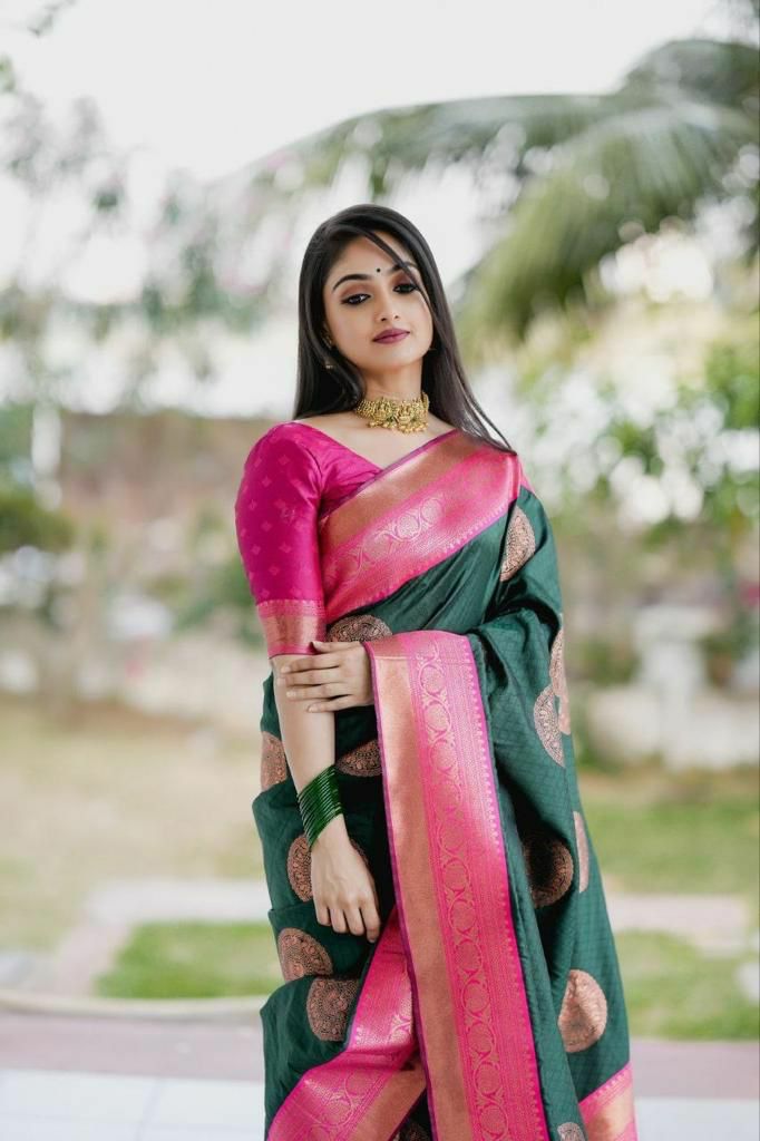 Green Lichi Silk Jacquard Work Saree