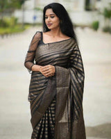 Excellent Black Soft Silk Saree