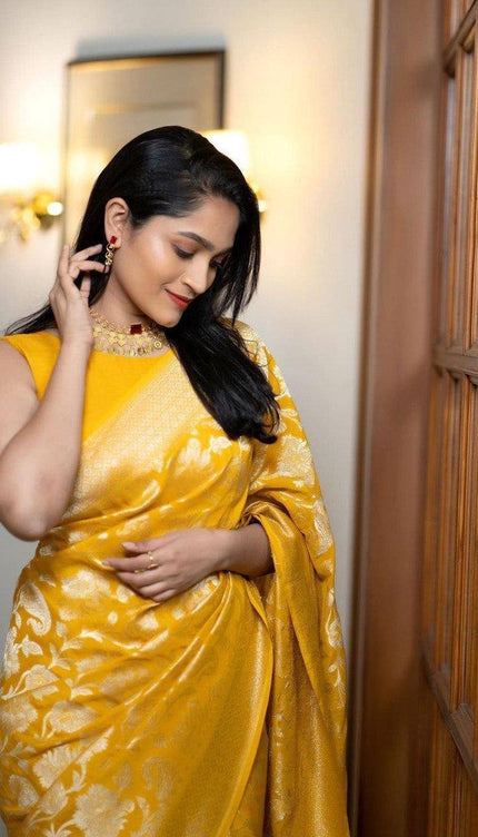 Charming Yellow Soft Silk Saree
