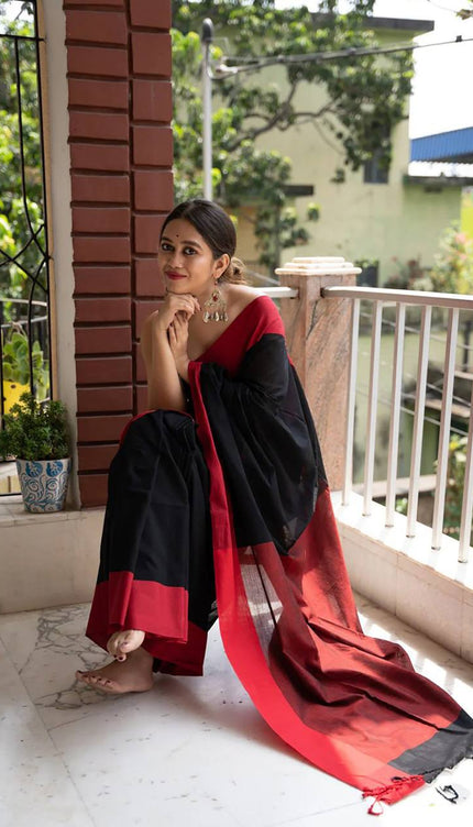 Beautiful Black Cotton Silk Saree