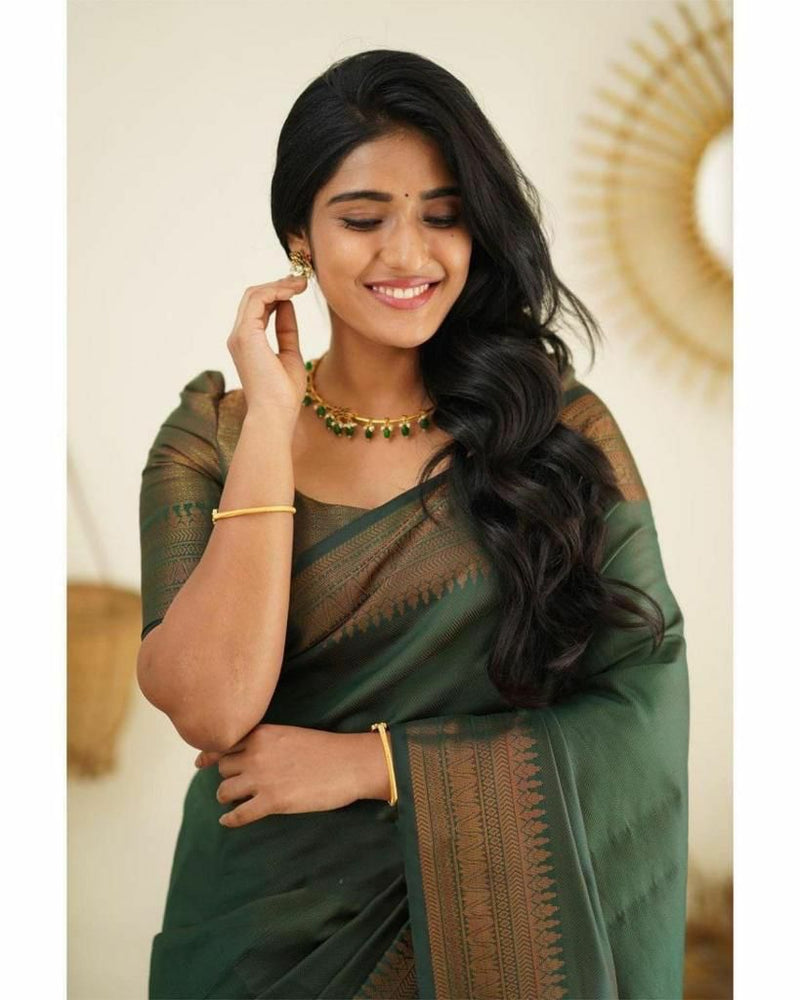 Conflate Green Soft Silk Saree