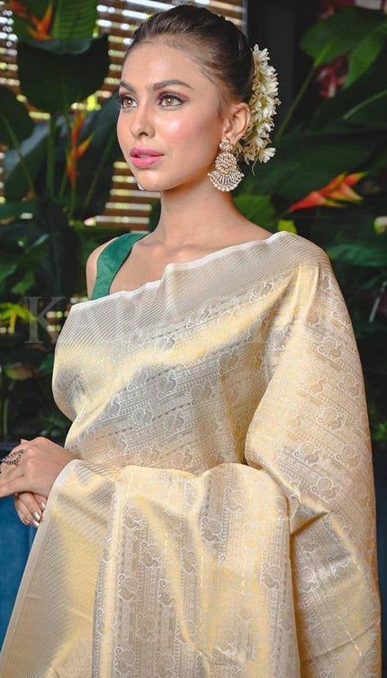 Dazzling White Color Soft Lichi Silk  Saree