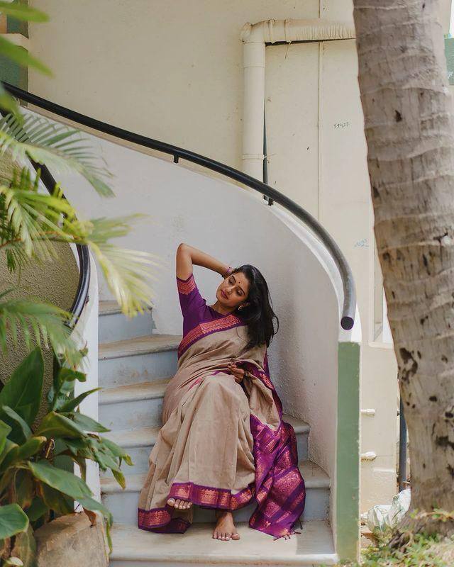 Admirable Beige Soft Silk Saree