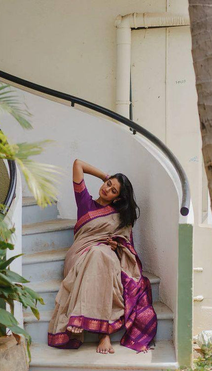 Admirable Beige Soft Silk Saree