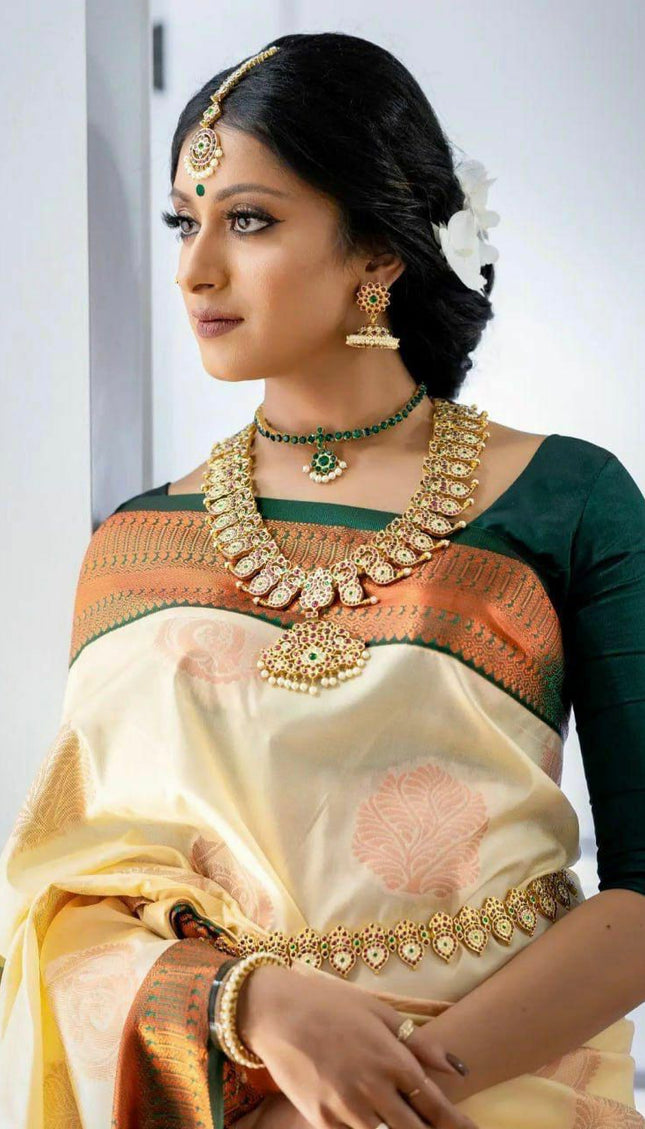 Desirable Beige Soft Silk Saree