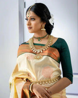 Desirable Beige Soft Silk Saree