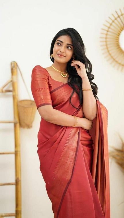 Gratifying Red Soft Silk Saree