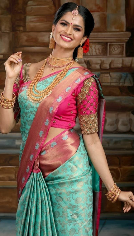 Preferable Sky Blue Soft Silk Saree