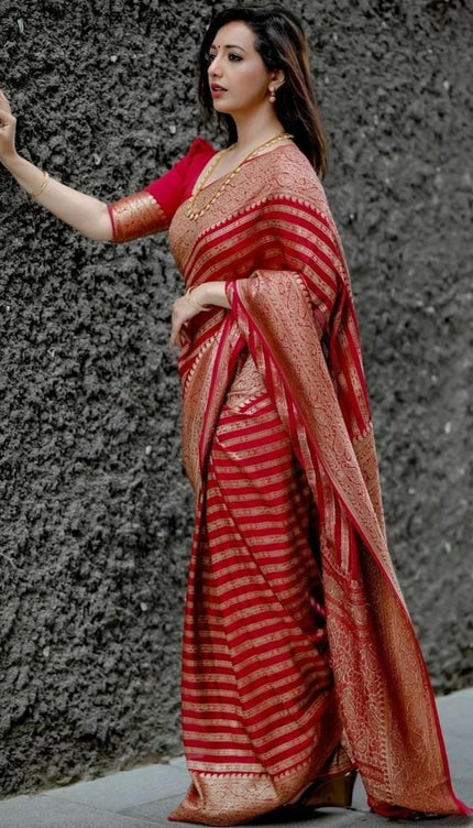Attractive Red Soft Silk Saree