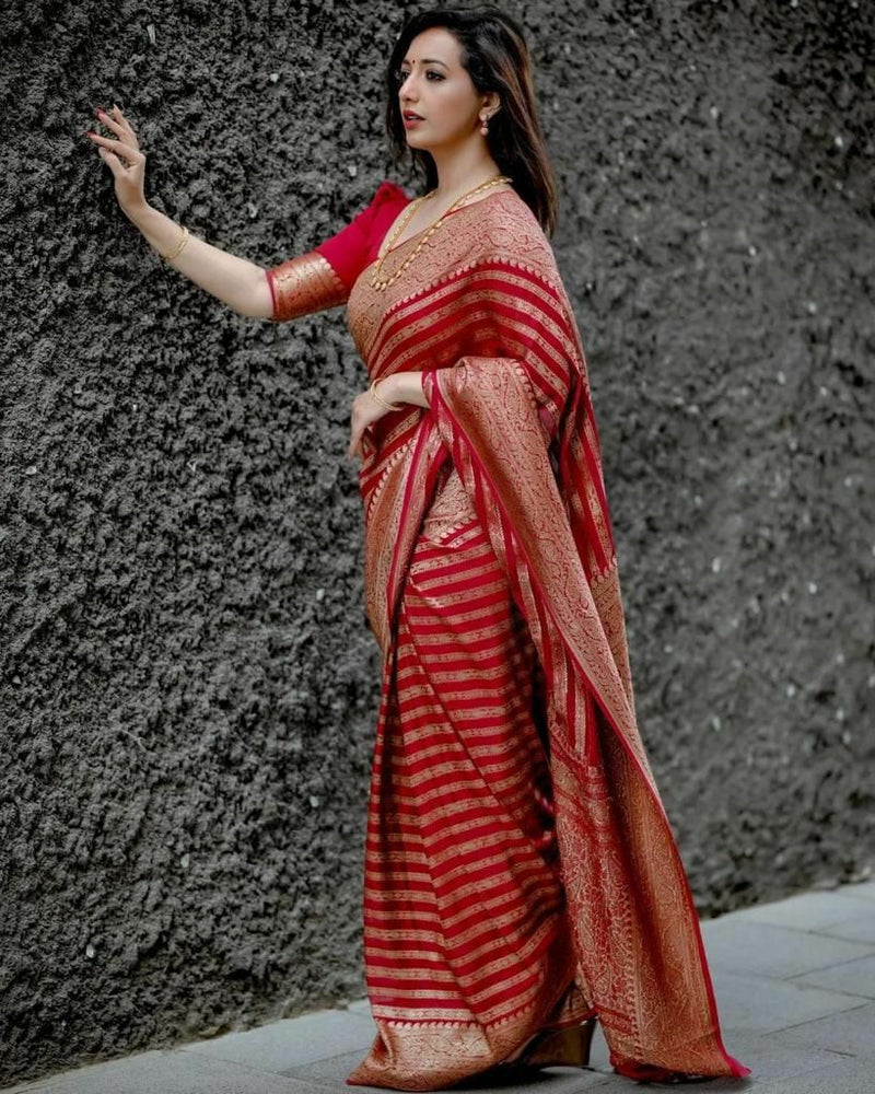 Attractive Red Soft Silk Saree