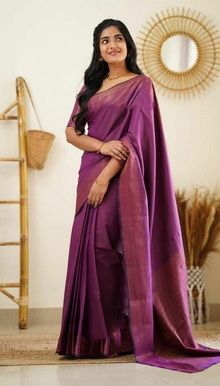 Redolent Purple Soft Silk Saree