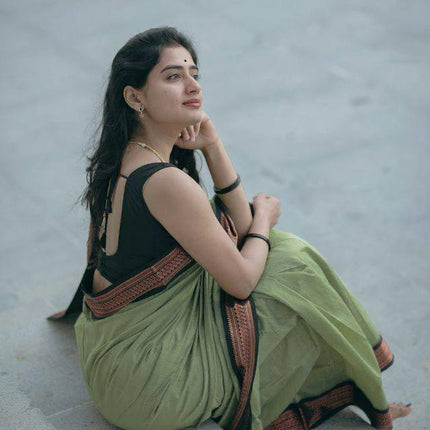 Imbrication Pista Soft Silk Saree