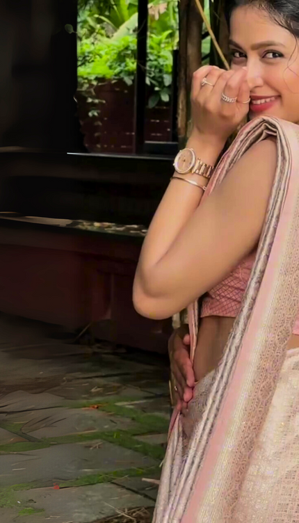 Mrinalini - Pink Banarasi Silk Saree with Subtle Zari Geometric Weave