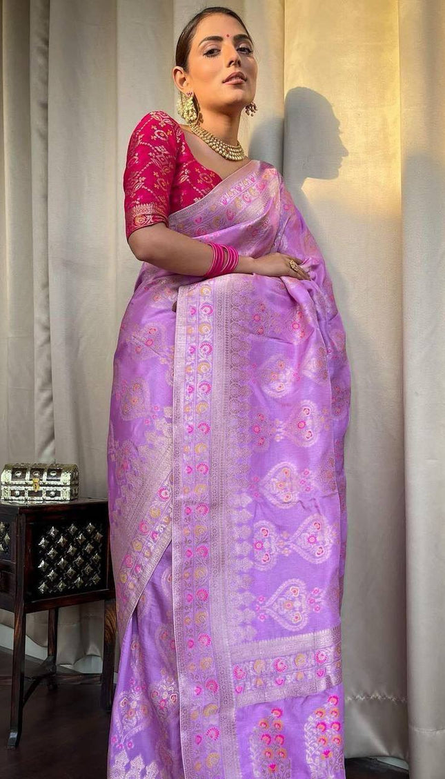 Purple Color Premium Soft Banarasi Silk Saree