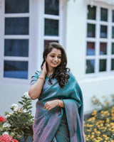 Sizzling Firozi Soft Silk Saree