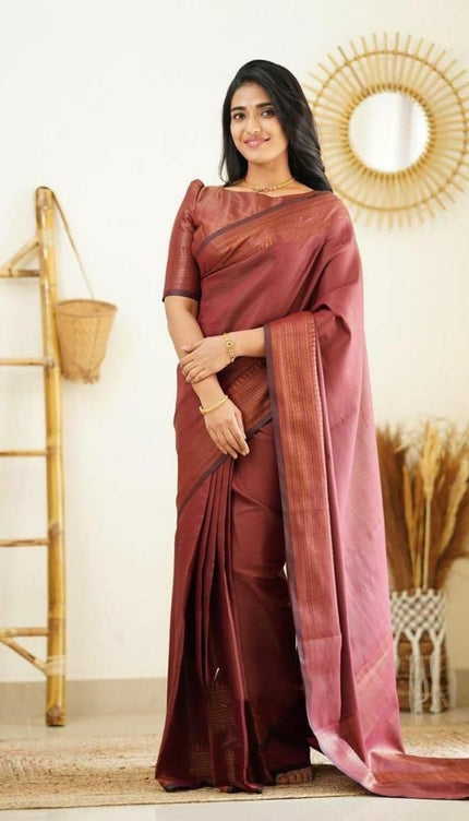 Scrumptious Wine Soft Silk Saree