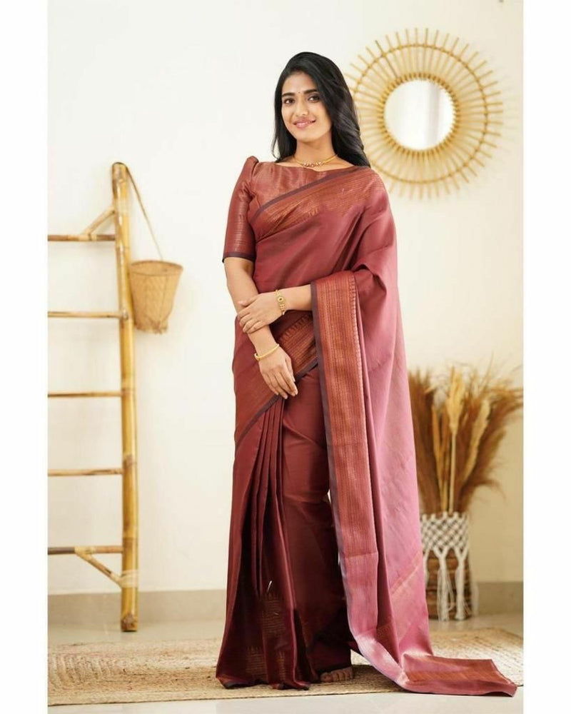Scrumptious Wine Soft Silk Saree