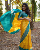 Sensational Yellow Soft Silk Saree
