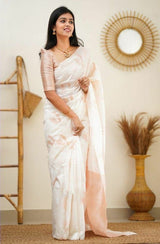 Epiphany White Soft Silk Saree