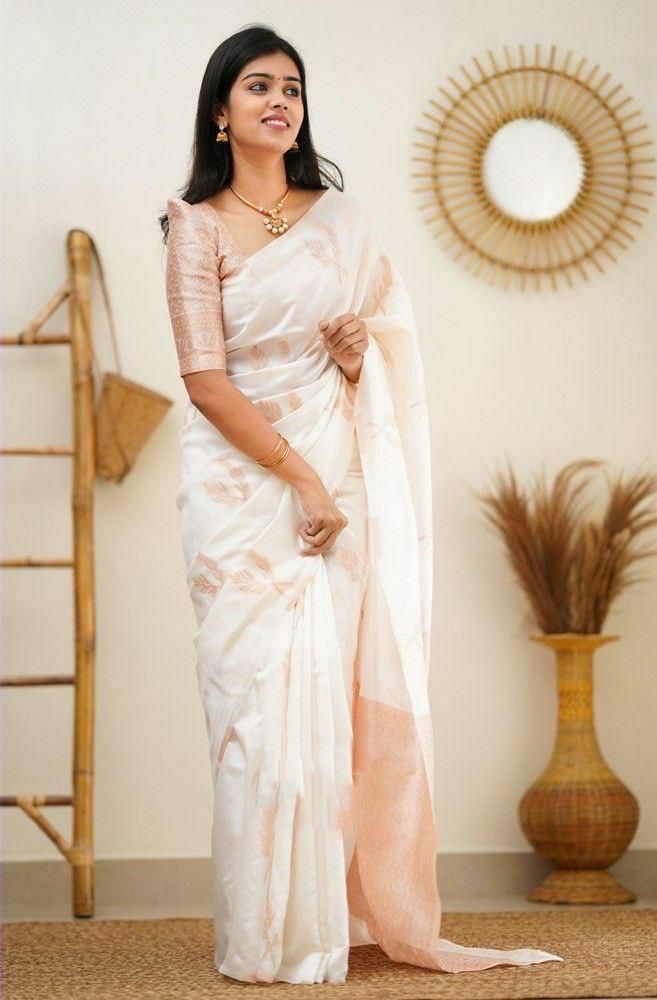 Epiphany White Soft Silk Saree