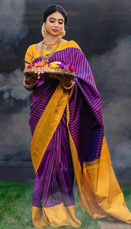 Dalliance Purple Soft Silk Saree