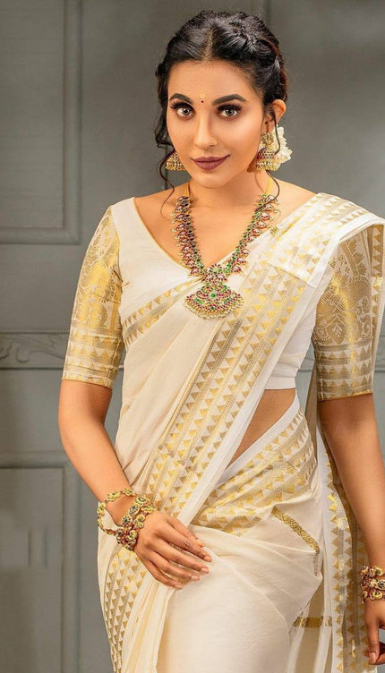 Special White Soft Banarasi Silk Saree