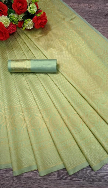 Vedhika Pista Soft Silk Saree